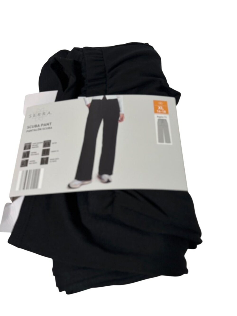 New Serra Scuba Pants Pull On Black Womens XL 16 18 Reg Fit Elastic Waist Pocket
